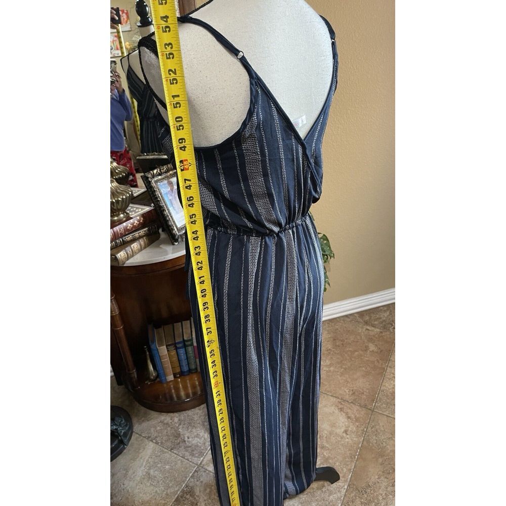 Xhilaration Women's Striped Blue And White‎ Wrap Wide Leg Jumpsuit Size X-small - Picture 7 of 16